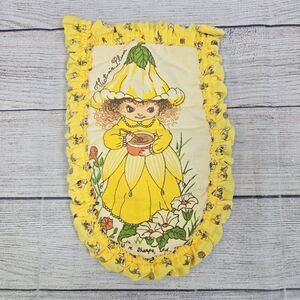 Vintage 1981 Oven Mitt Victoria Plum Sharpe Ltd Pot Holder Yellow Fairy Elf